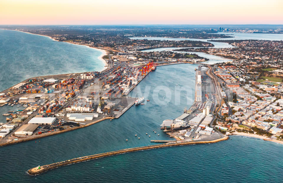 Aerial Image of Sunset Fremantle Port