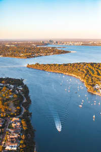 Aerial Image of SUNSET LOOKING AT PERTH CBD FROM FREMANTLE