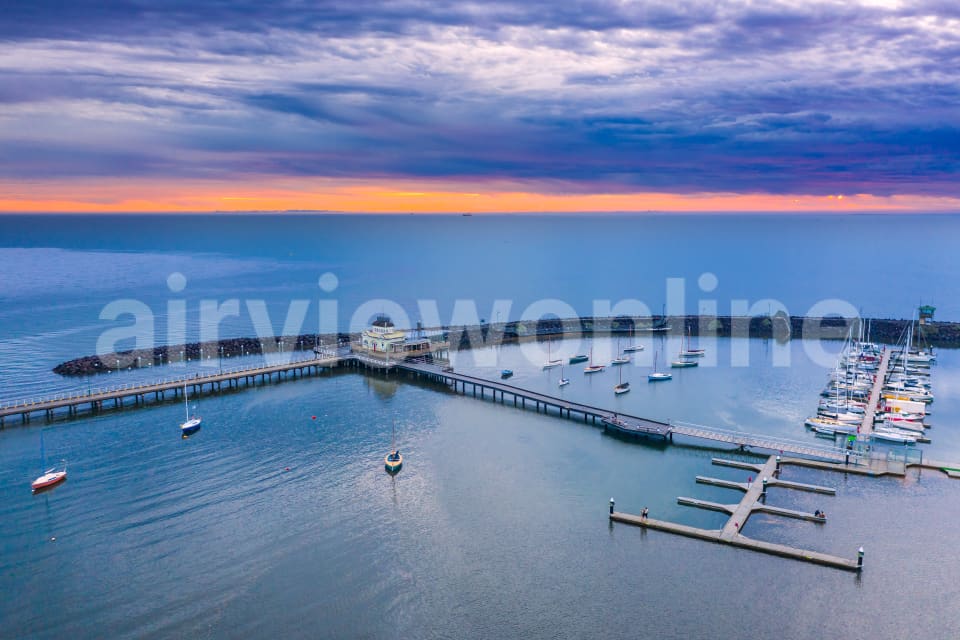 Aerial Image of St Kilda Pier at sunset