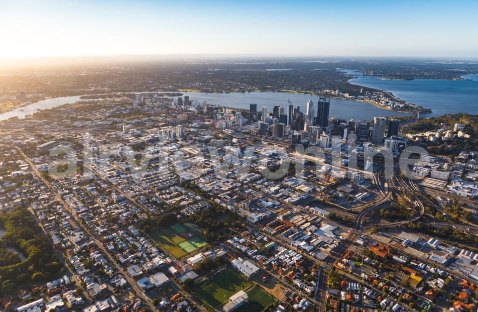 Aerial Image of Perth Sunrise
