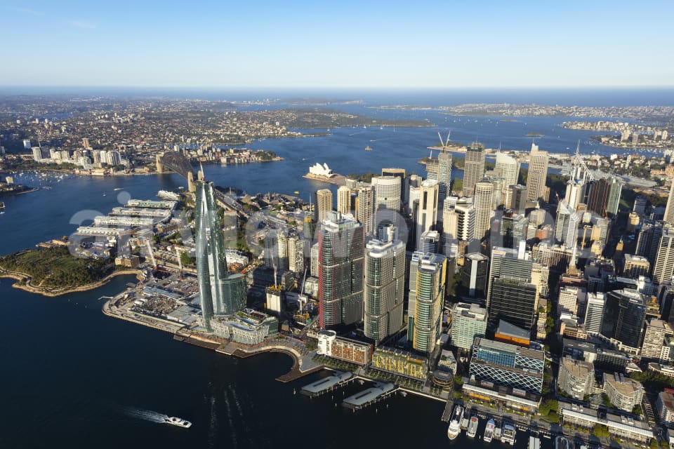 Aerial Image of Barangaroo and Sydney CBD Golden Light