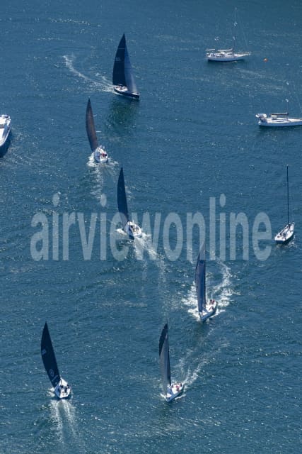 Aerial Image of Sail Boats on The Spit