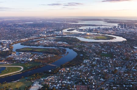 Aerial Image of BAYSWATER LOOKING TOWARDS PERTH CBD