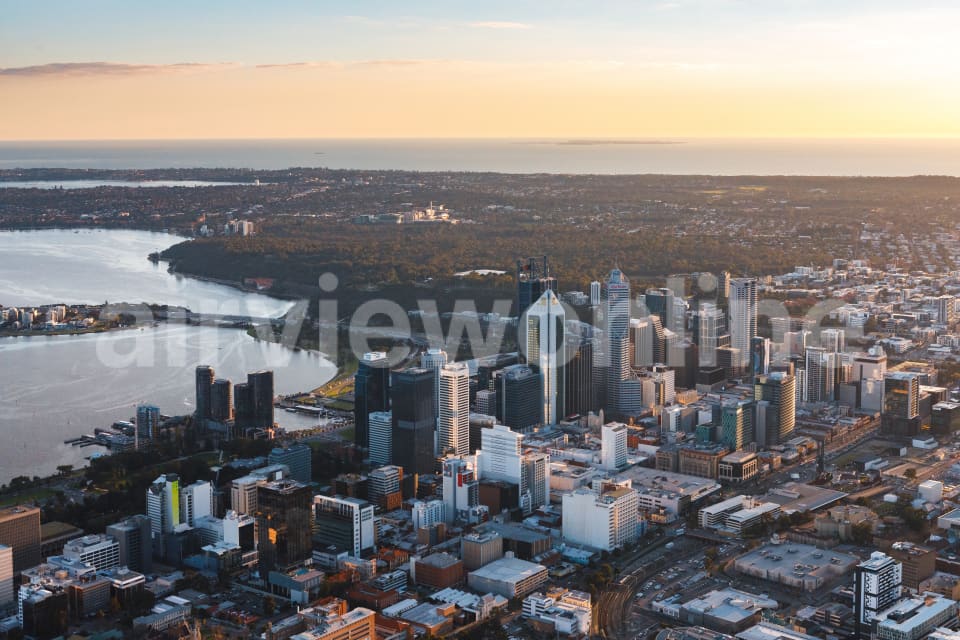 Aerial Image of Perth Sunset