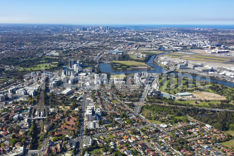 Aerial Image of Arncliffe and Wolli Creek to Sydney CBD