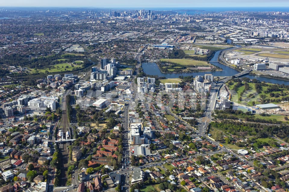 Aerial Image of Arncliffe and Wolli Creek to Sydney CBD