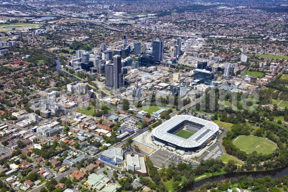 Aerial Image of Parramatta CBD and Stadium 2020
