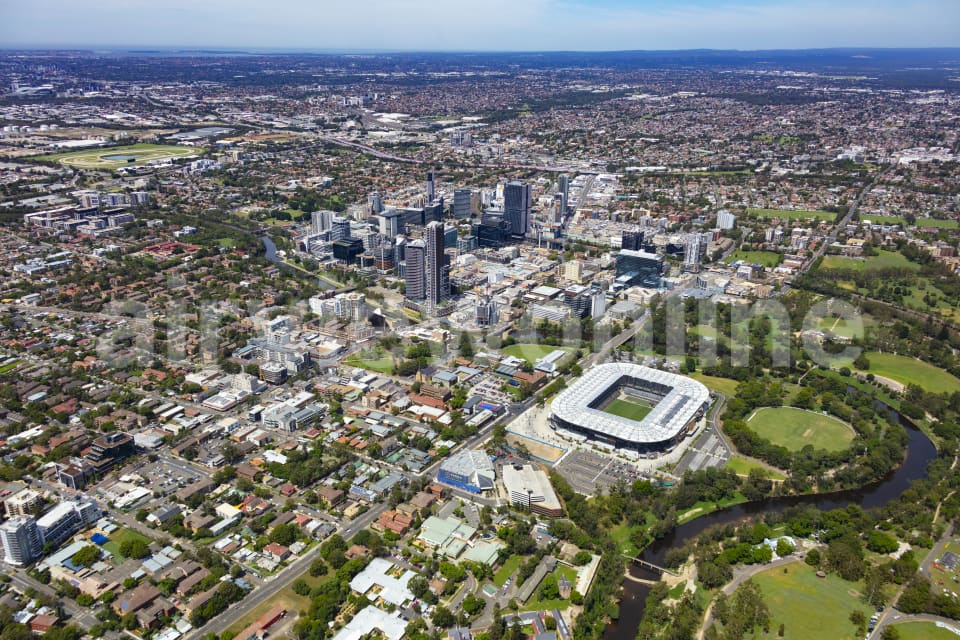 Aerial Image of Parramatta CBD and Stadium 2020