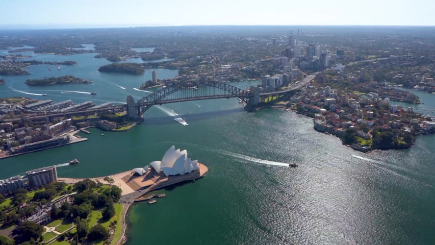 Aerial Image of SYDNEY HARBOUR IN AFTRNOON LIGHT