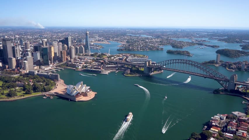 Aerial Image of SYDNEY HARBOUR LOOKING WEST