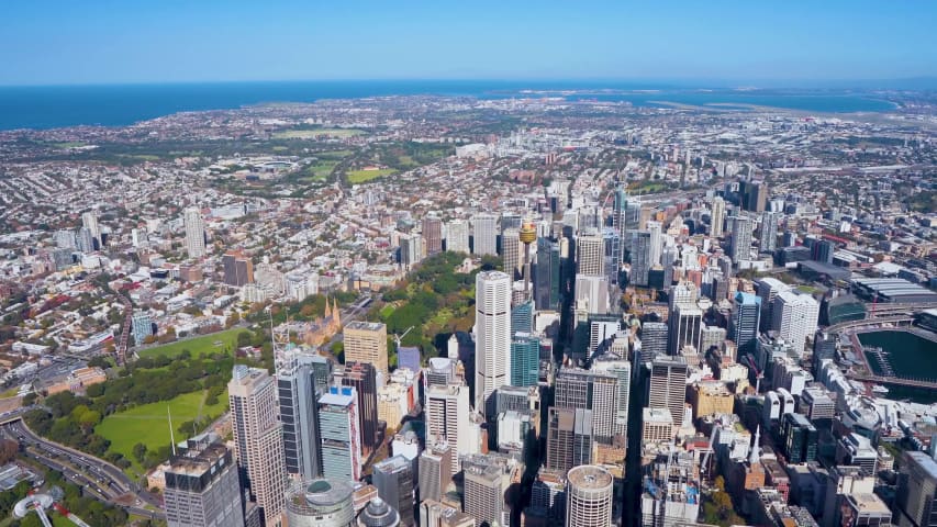 Aerial Image of SYDNEY CBD TRAVELLING SOUTH