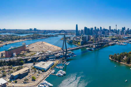 Aerial Image of ANZAC BRIDGE AND CBD