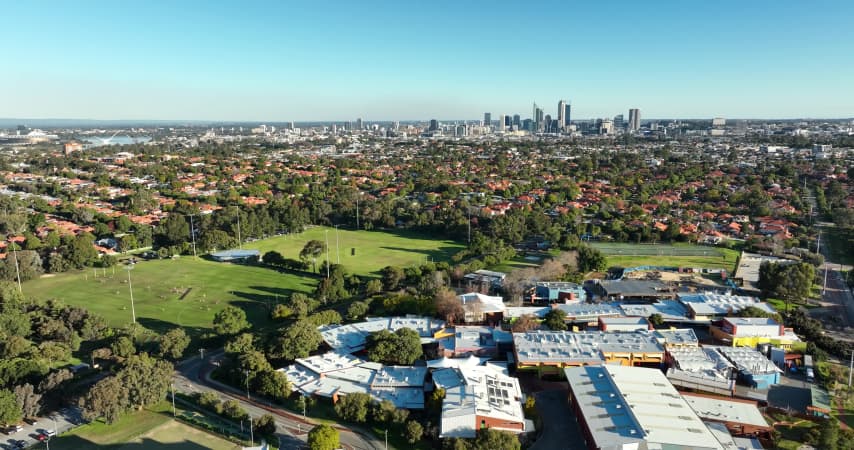 Aerial Image of MOUNT LAWLEY SENIOR HIGH SCHOOL FACING PERTH CBD