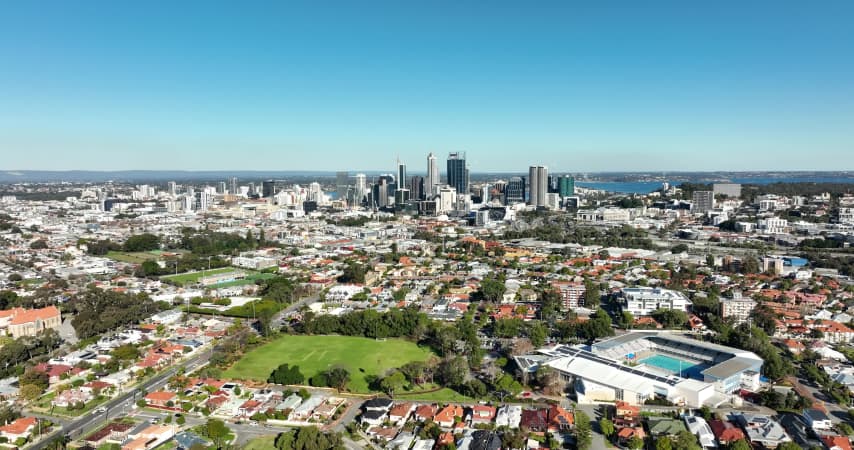 Aerial Image of BEATTY PARK LEISURE CENTRE TOWARDS PERTH CBD CITY