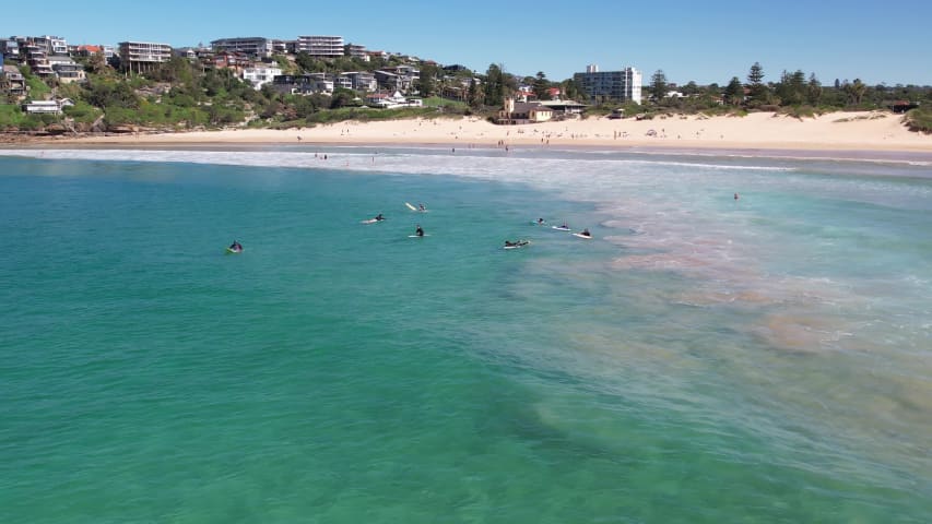 Aerial Image of SURFERS WAIT AT FRESHWATER BEACH