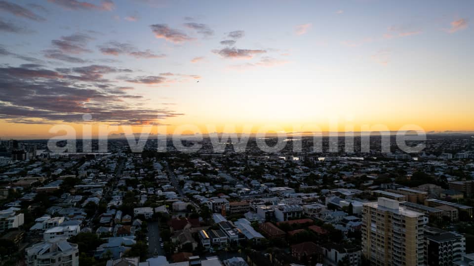 Aerial Image of Fortitude Valley sunrise Brisbane