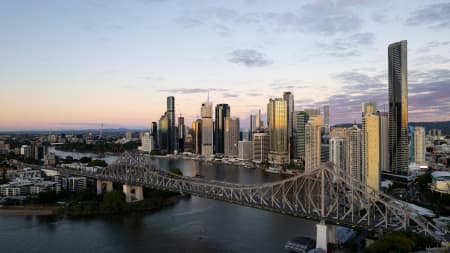 Aerial Image of STORY BRIDGE FORTITUDE VALLEY BRISBANE SUNRISE