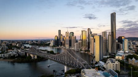 Aerial Image of STORY BRIDGE SUNRISE FORTITUDE VALLEY BRISBANE