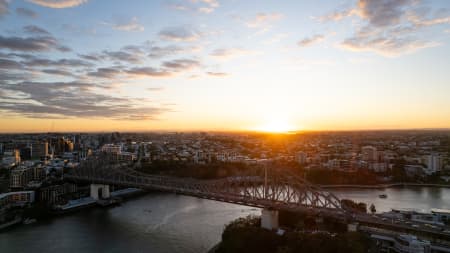 Aerial Image of STORY BRIDGE FORTITUDE VALLEY SUNRISE KANGAROO POINT BRISBANE