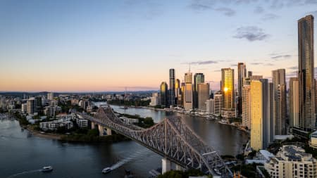 Aerial Image of STORY BRIDGE SUNRISE FORTITUDE VALLEY BRISBANE CAPTAIN BURKE PARK