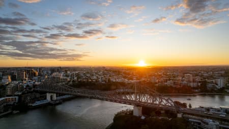 Aerial Image of STORY BRIDGE CAPTAIN BURKE PARK SUNRISE FORTITUDE VALLEY BRISBANE