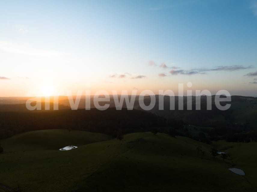 Aerial Image of Coalville sunset Gippsland Victoria paddocks