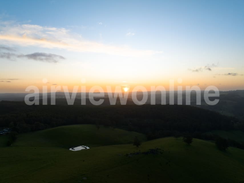 Aerial Image of Coalville sunset Gippsland Victoria farmland
