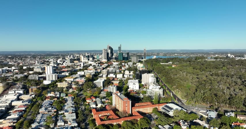Aerial Image of SUBIACO AND WEST PERTH TOWARDS PERTH CBD