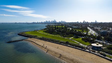 Aerial Image of POINT ORMOND RESERVE ELWOOD MELBOURNE CITY SKYLINE