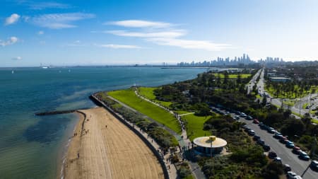 Aerial Image of POINT ORMOND RESERVE ELWOOD MELBOURNE CITY SKYLINE