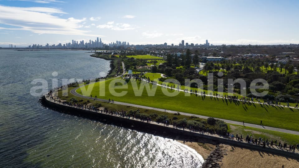 Aerial Image of Point Ormond Reserve Elwood Melbourne City skyline