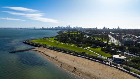 Aerial Image of POINT ORMOND RESERVE ELWOOD MELBOURNE CITY SKYLINE