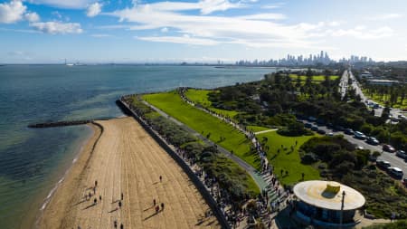 Aerial Image of POINT ORMOND RESERVE ELWOOD MELBOURNE CITY SKYLINE
