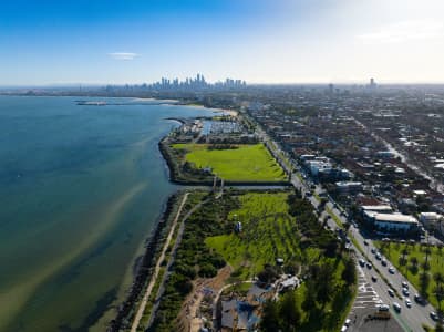 Aerial Image of POINT ORMOND RESERVE ELWOOD MELBOURNE CITY SKYLINE
