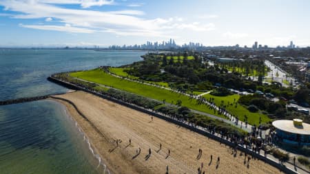 Aerial Image of POINT ORMOND RESERVE ELWOOD MELBOURNE CITY SKYLINE