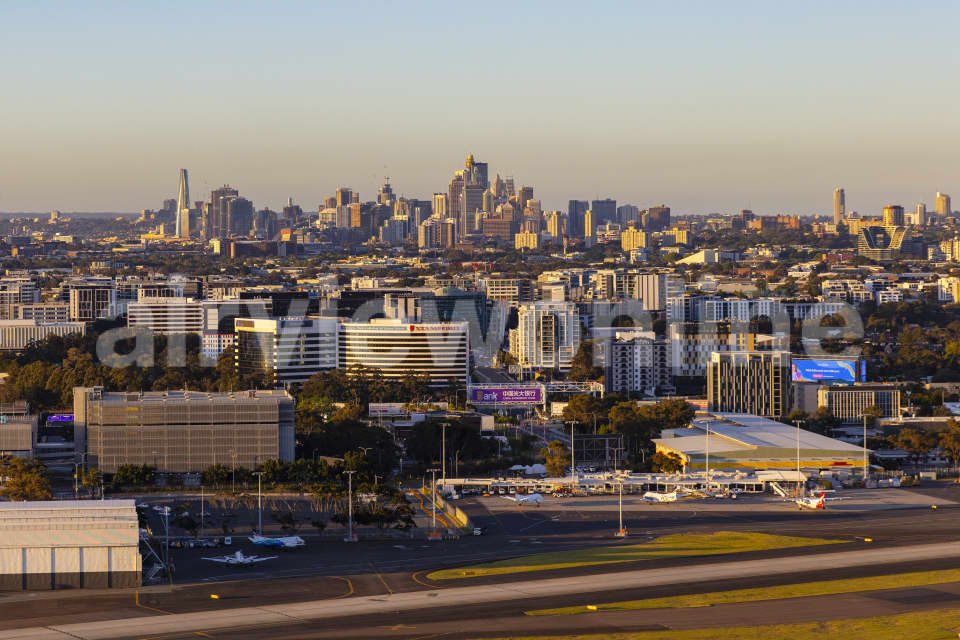 Aerial Image of Sydney Airport Dusk