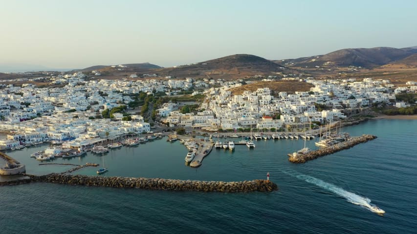 Aerial Image of NAOUSA HARBOUR PAROS ISLAND