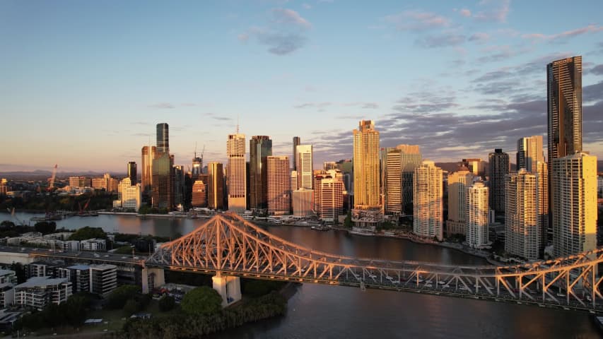Aerial Image of BRISBANE CBD STORY BRIDGE SUNRISE