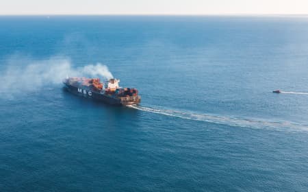 Aerial Image of MSC SHIP LEAVING FREMANTLE PORT