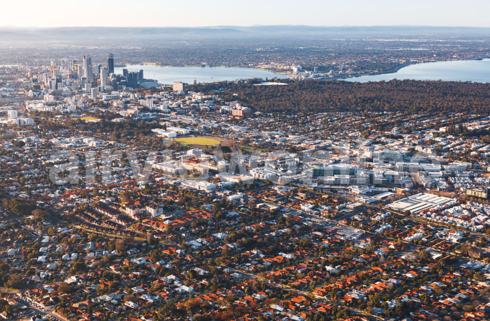 Aerial Image of Subiaco facing Perth CBD