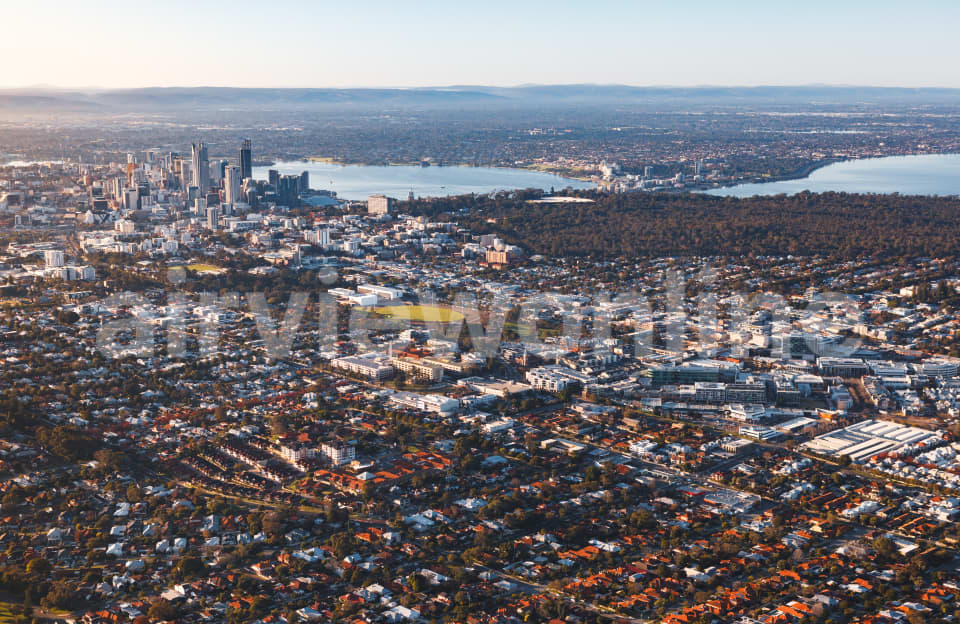 Aerial Image of Subiaco facing Perth CBD