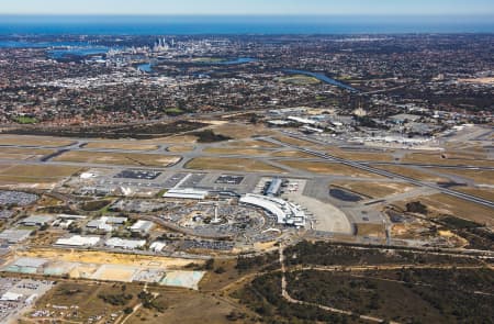 Aerial Image of PERTH AIRPORT FACING PERTH CBD