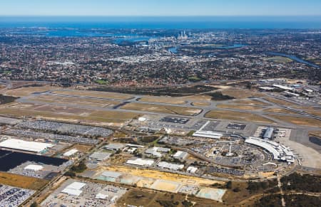 Aerial Image of PERTH AIRPORT FACING PERTH CBD