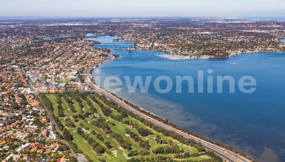 Aerial Image of Royal Perth Golf Club facing Canning Bridge