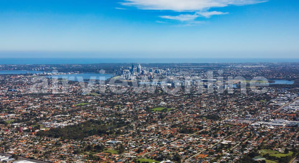 Aerial Image of Kewdale Facing Perth CBD
