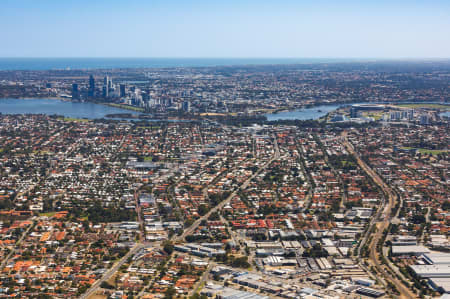 Aerial Image of EAST VICTORIA PARK TOWARDS PERTH CBD