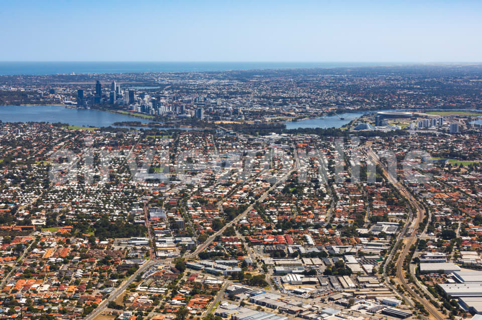 Aerial Image of East Victoria Park towards Perth CBD