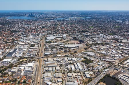 Aerial Image of WELSHPOOL TOWARDS PERTH CBD