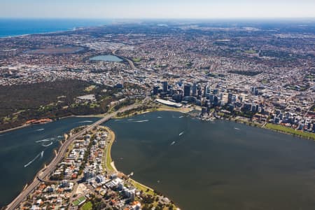 Aerial Image of SOUTH PERTH TOWARDS PERTH CBD
