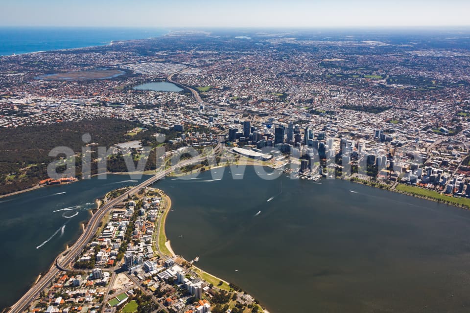 Aerial Image of South Perth towards Perth CBD